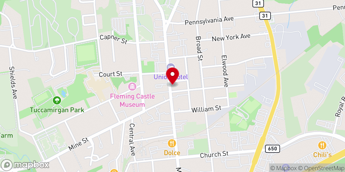 Map showing location of Hunterdon County Historical Society