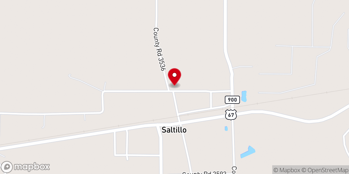 Map showing location of Saltillo Baptist Church