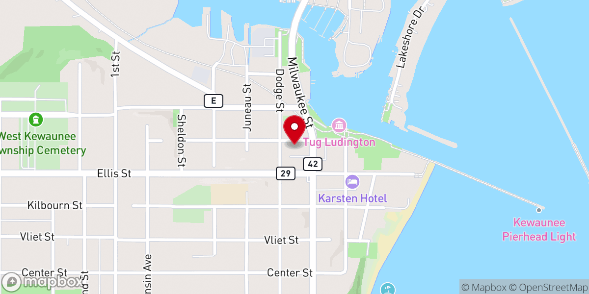 Map showing location of Kewaunee Senior Center