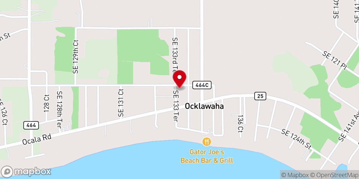 Map showing location of First Baptist Church Ocklawaha