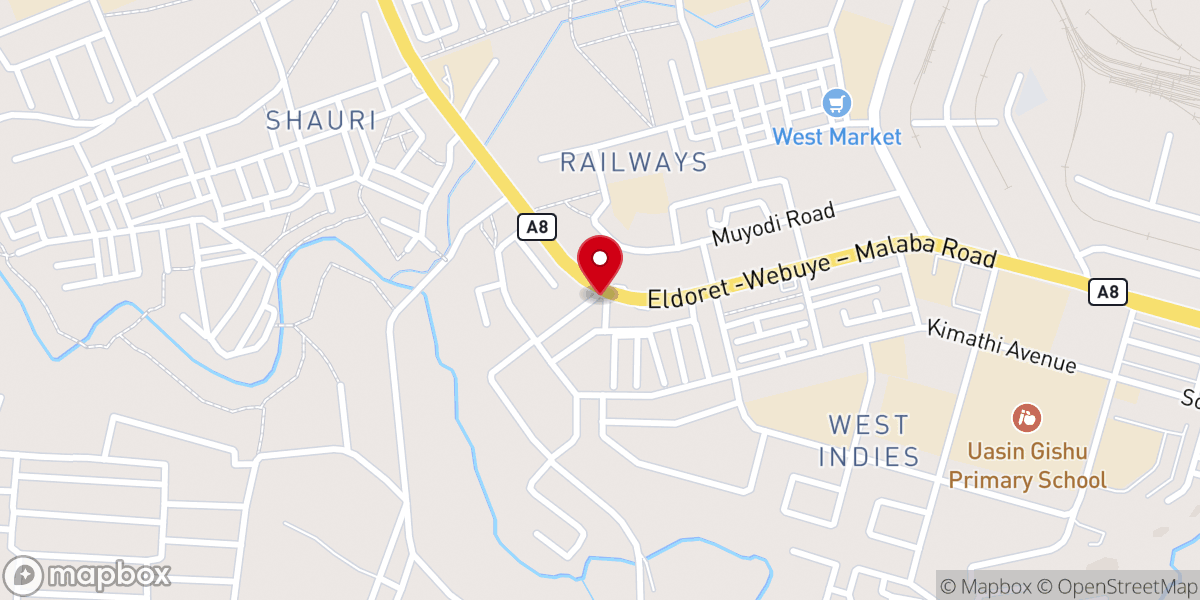 Map showing location of IVC Church Eldoret