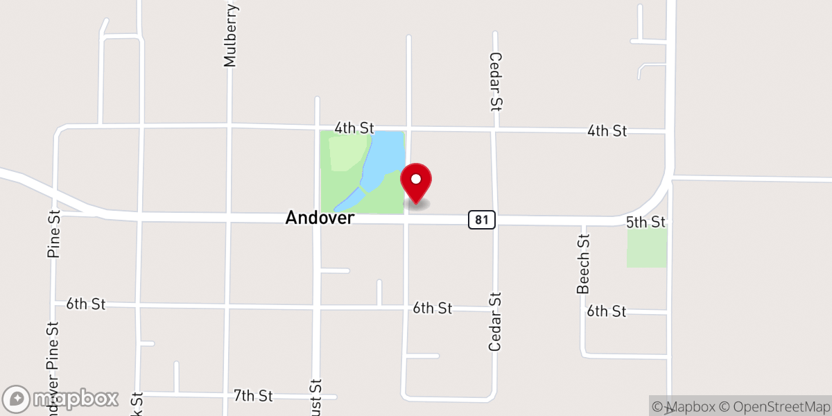 Map showing location of Andover Civil Defense