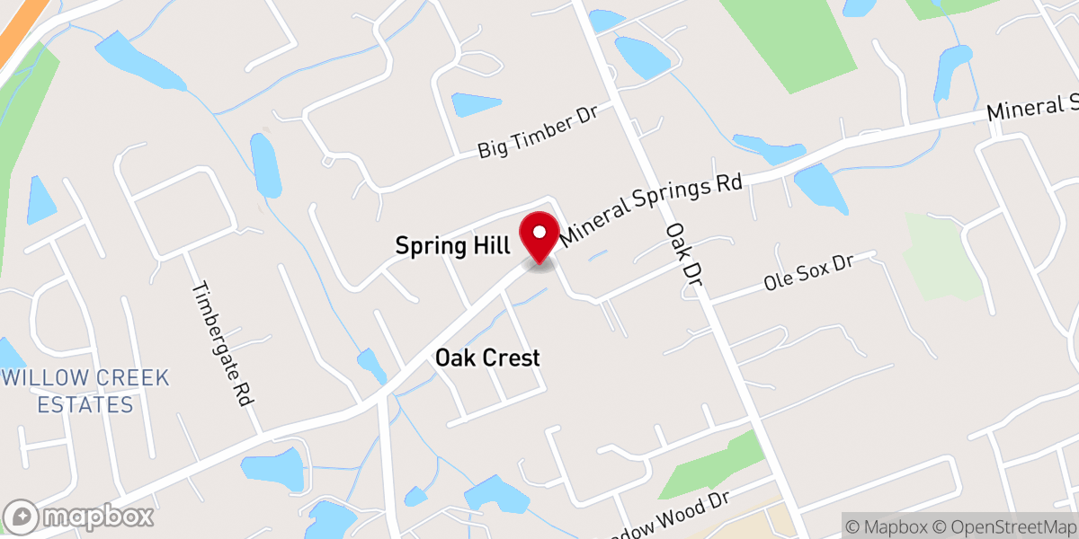 Map showing location of Oakwood Baptist Church
