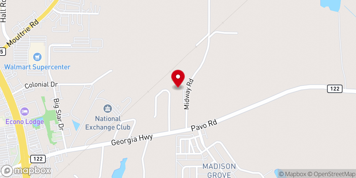 Map showing location of Midway Church