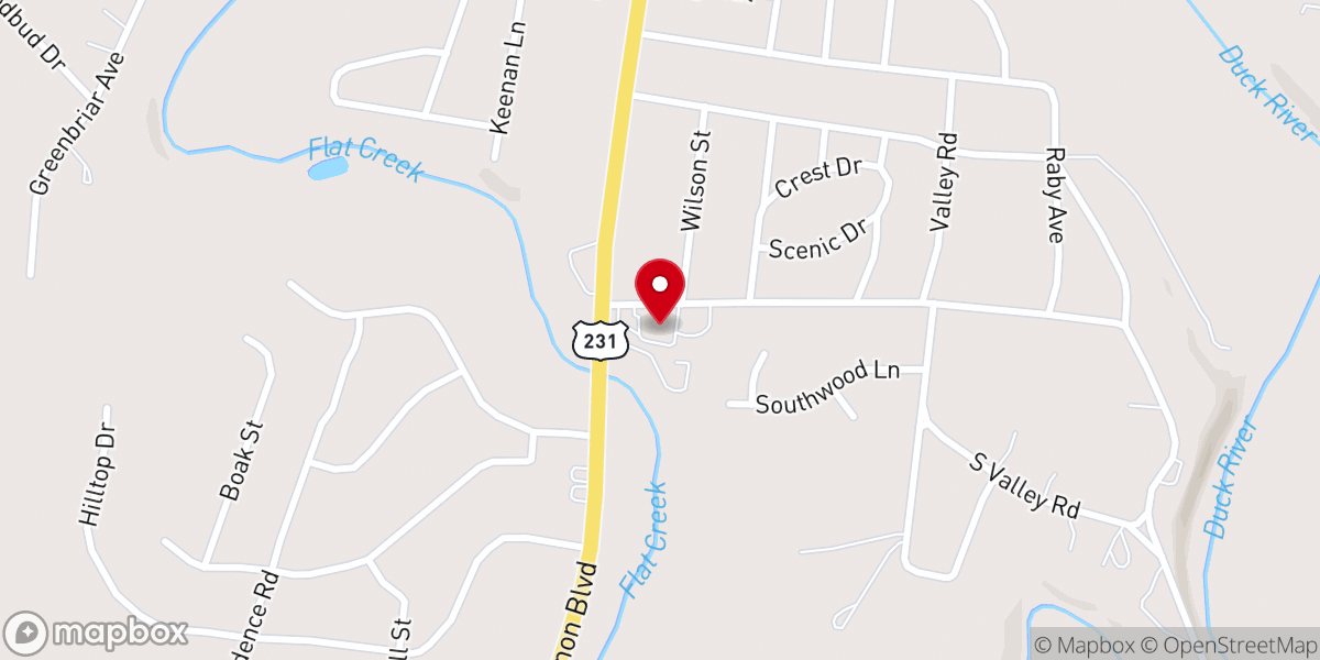 Map showing location of Southside Church of Christ