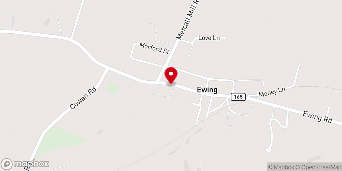 Map showing location of Ewing Christian Church