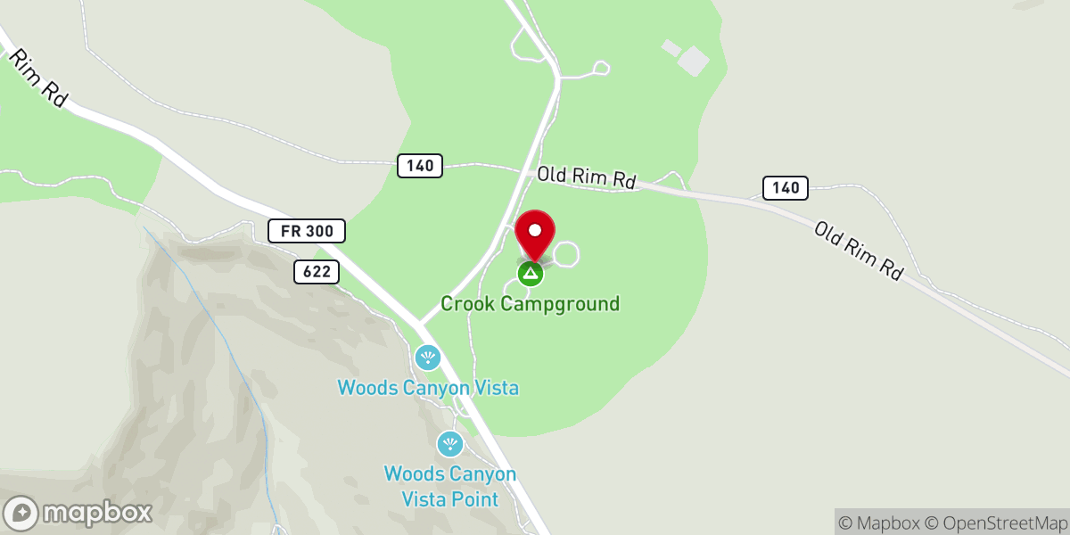 Map showing location of Crook Campground