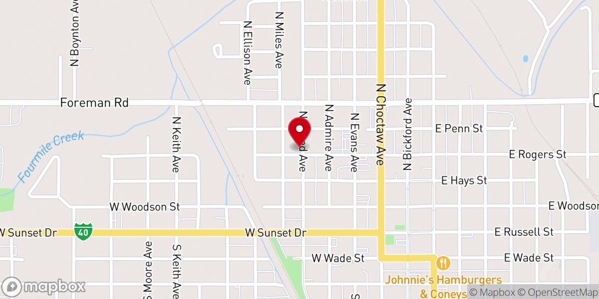 Map showing location of Rogers Street Church of Christ
