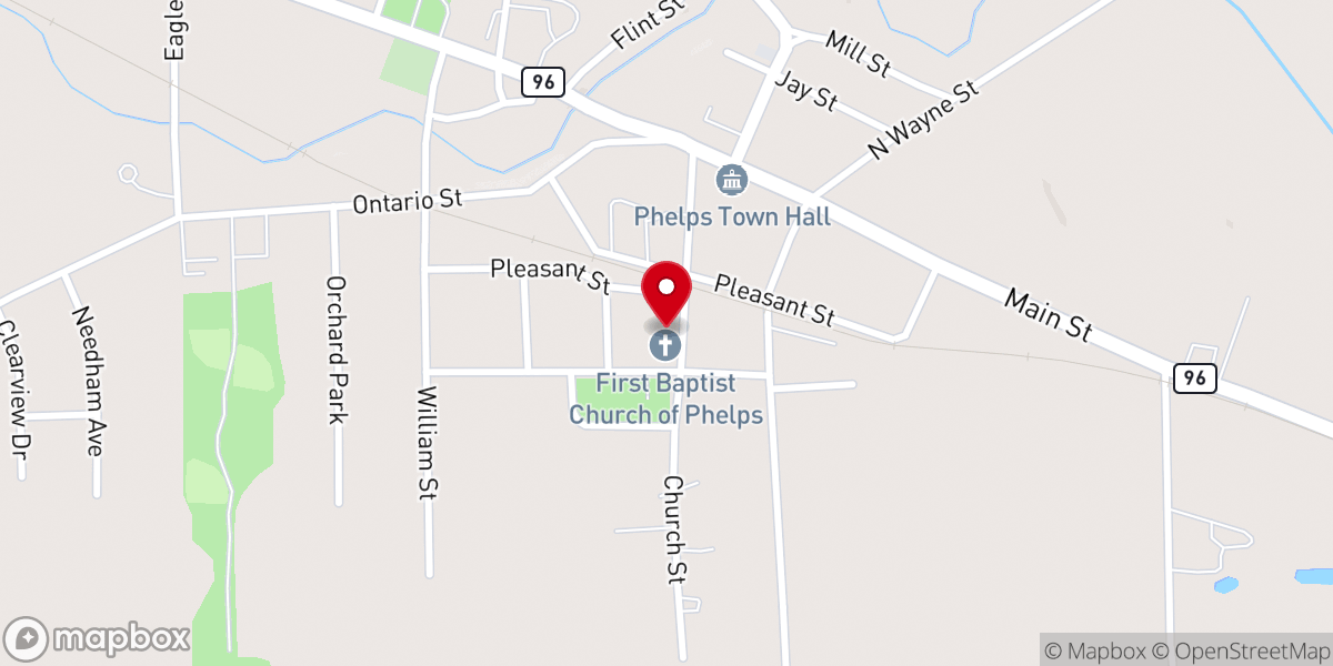 Map showing location of Phelps Baptist Church