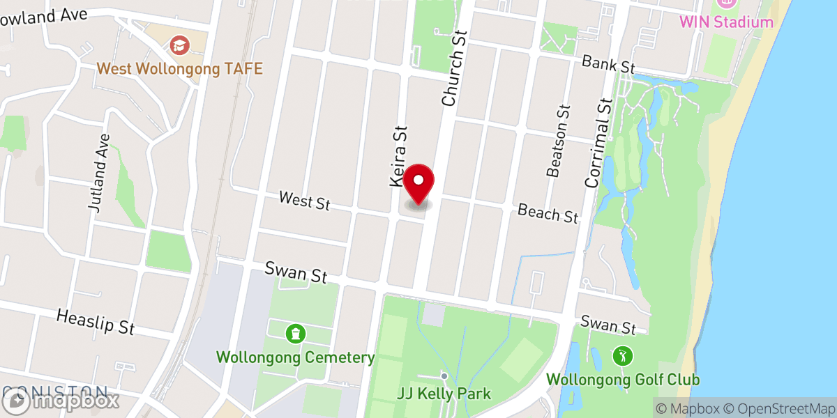 Map showing location of South Coast Chicken