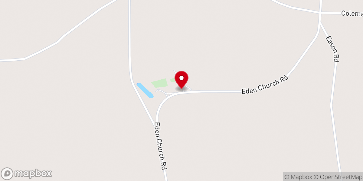 Map showing location of New Eden Church