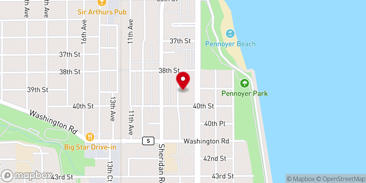 Map showing location of Lakeside Lutheran Church