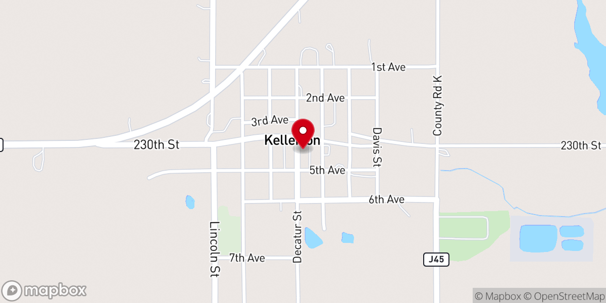 Map showing location of Kellerton City Hall
