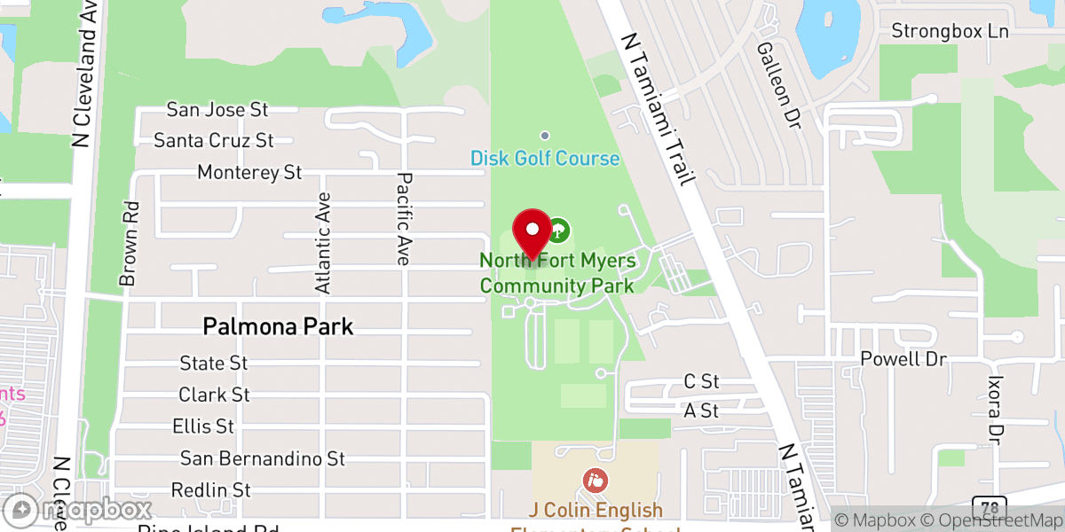 Map showing location of North Fort Myers Community Park