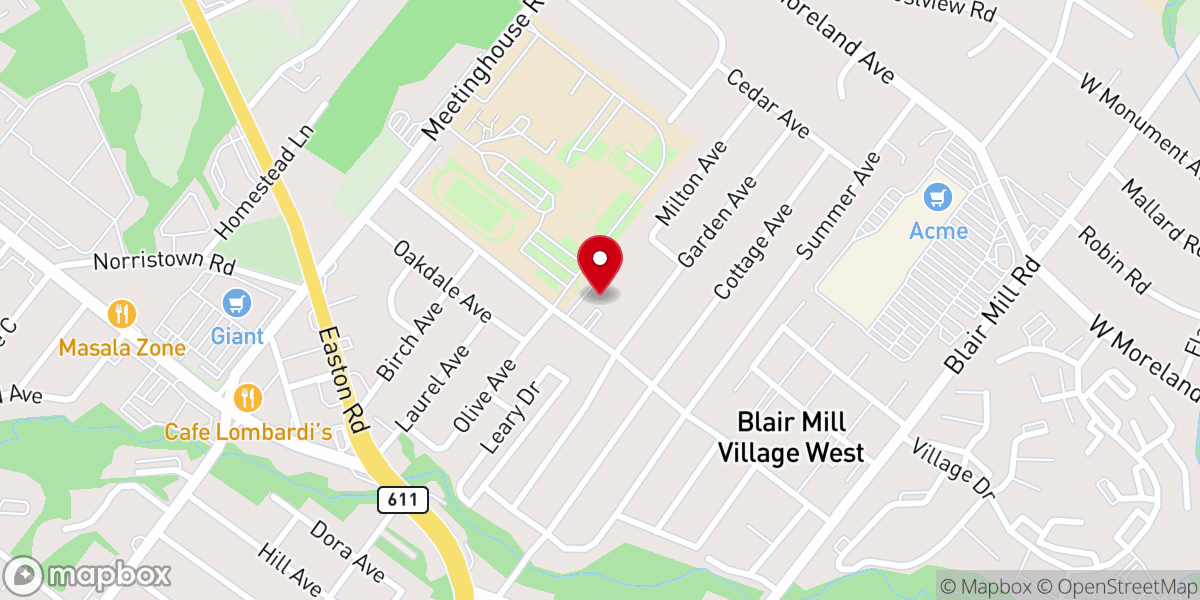 Map showing location of Jesuwon Community Church in Philadelphia