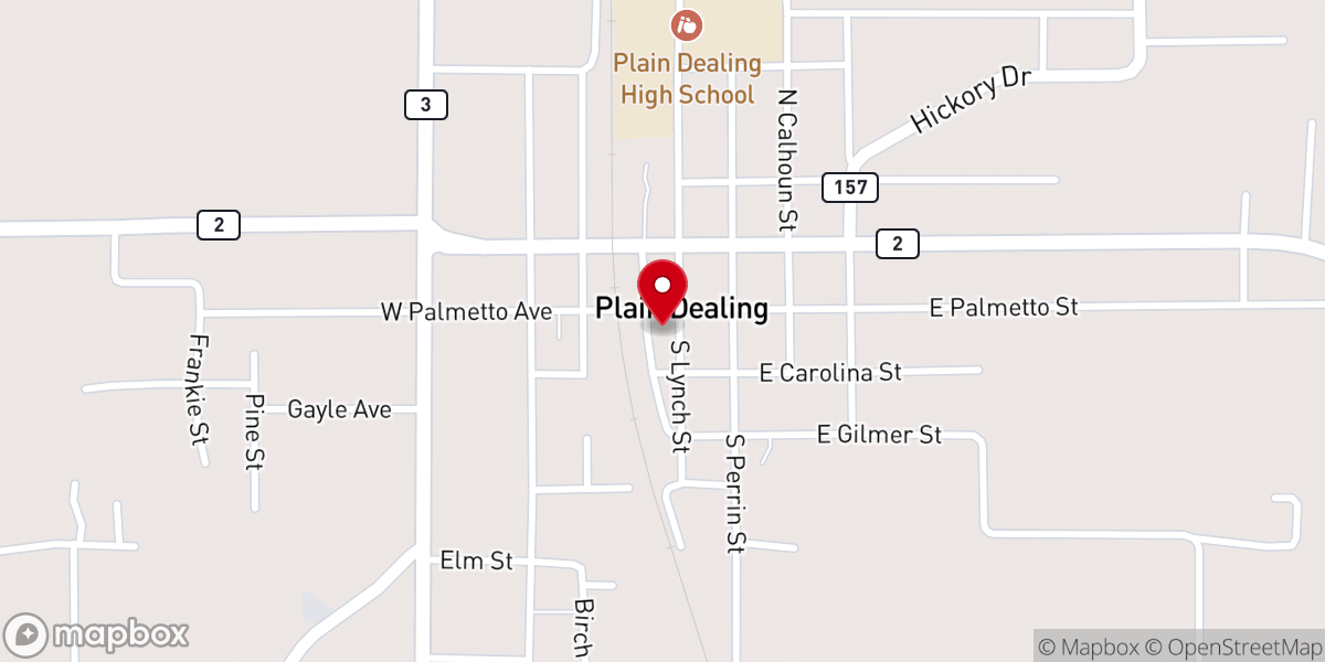 Map showing location of Plain Dealing Community Center