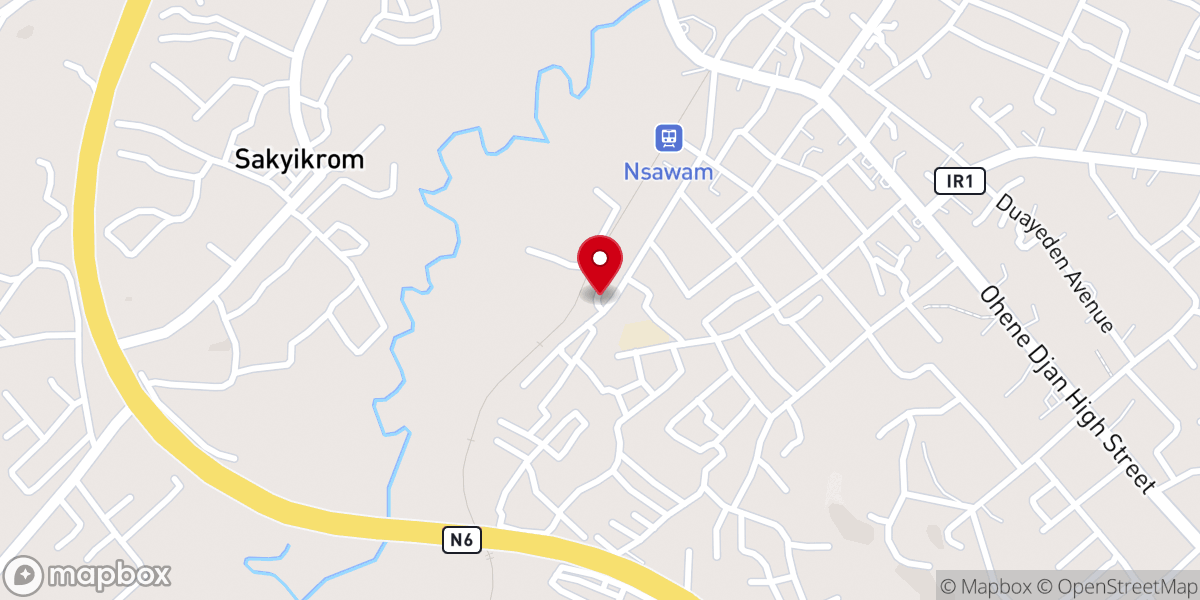 Map showing location of Church of Pentecost Ayigbe Town Assembly