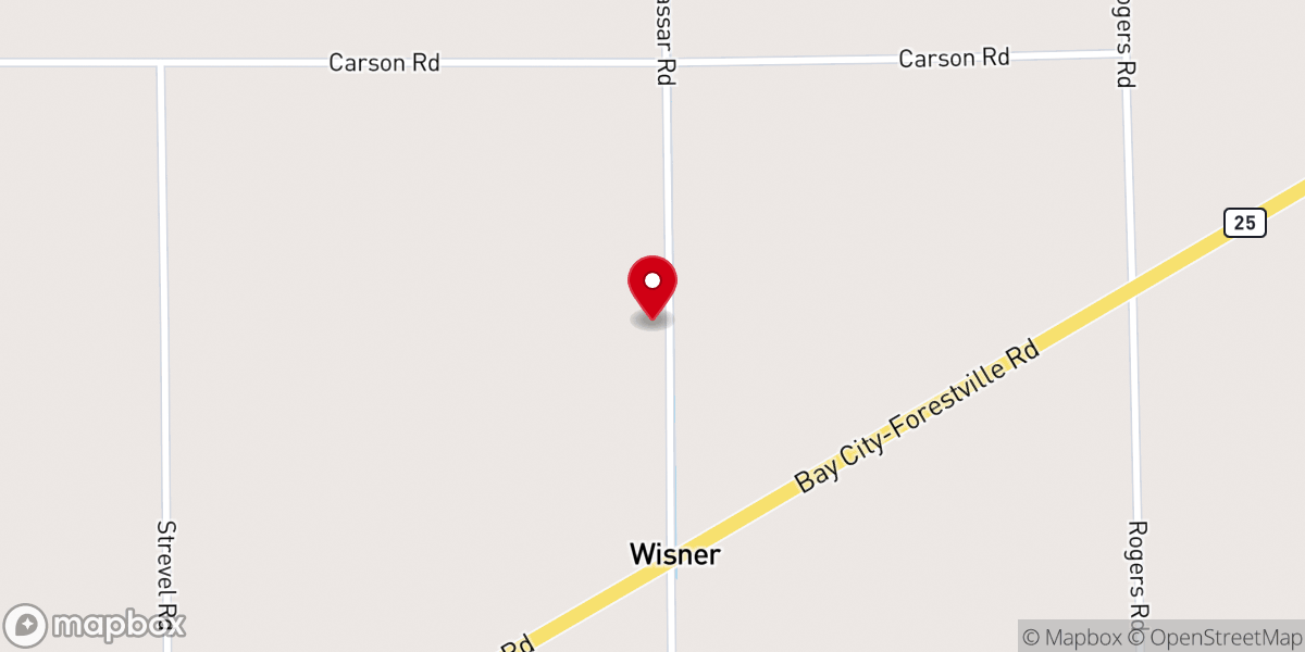 Map showing location of Wisner Christian Community Church