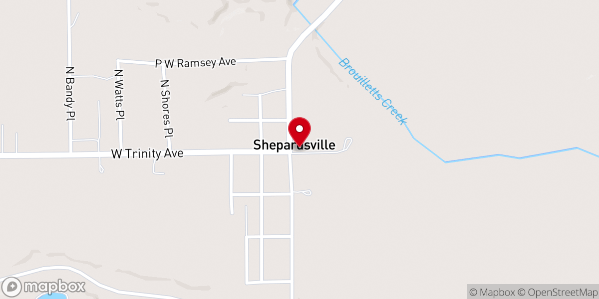 Map showing location of Shepardsville Baptist Church