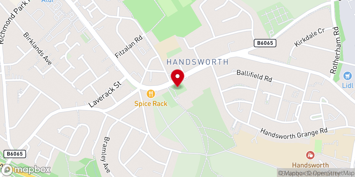 Map showing location of The Parish Church of St Mary the Virgin, Handsworth, Sheffield