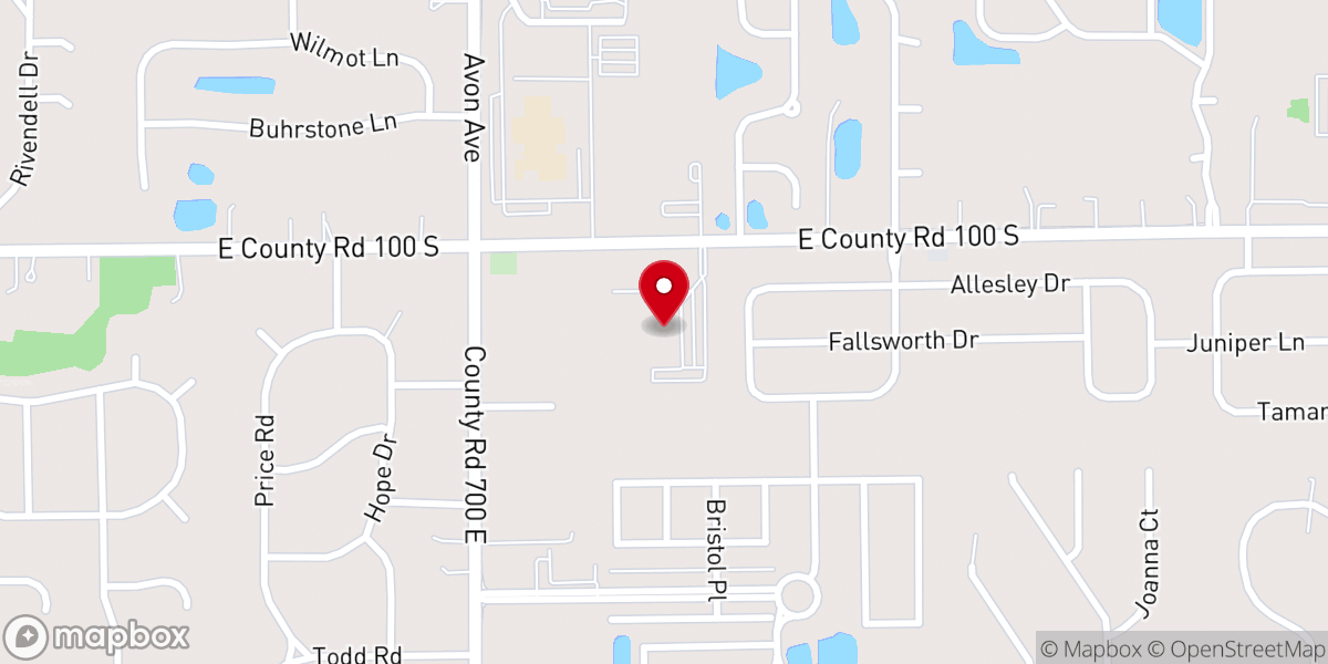 Map showing location of Crossroads Church - Avon, IN