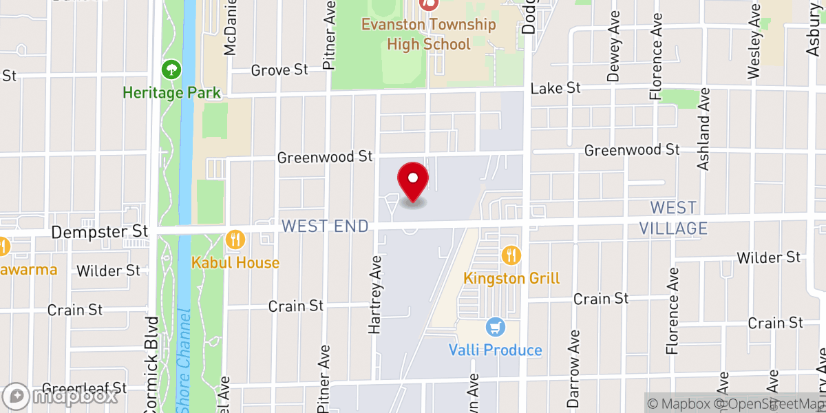 Map showing location of Los Pentecostales de Evanston