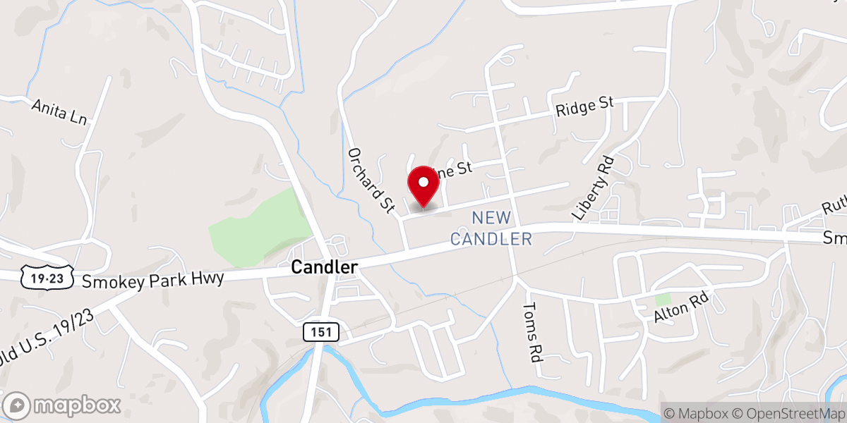 Map showing location of Candler Church of God