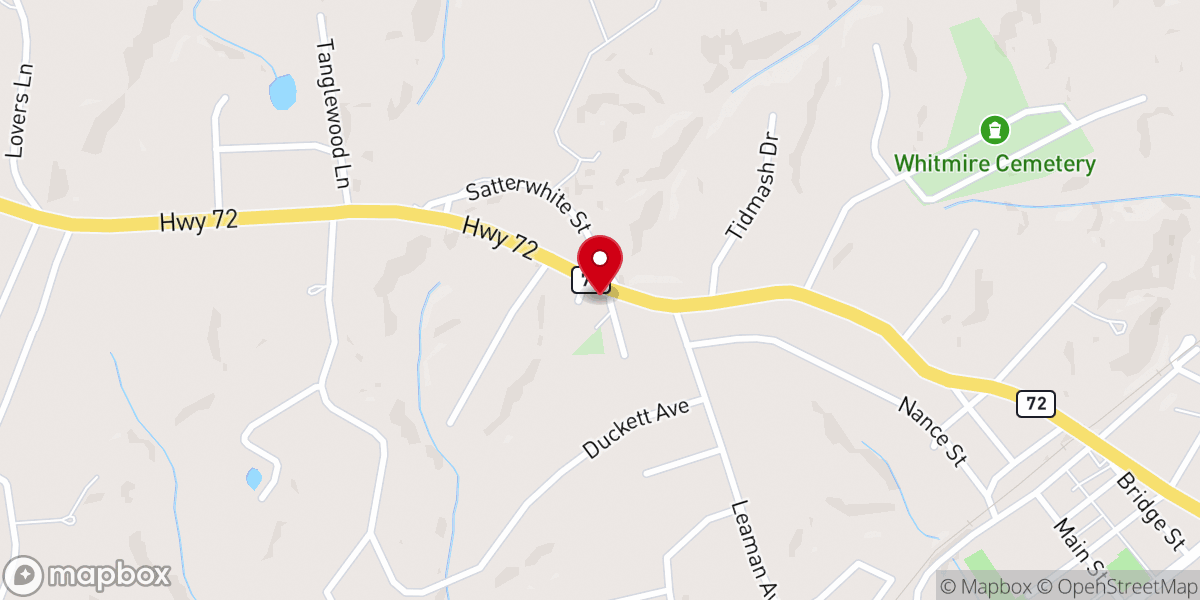 Map showing location of Sims Chapel Baptist Church