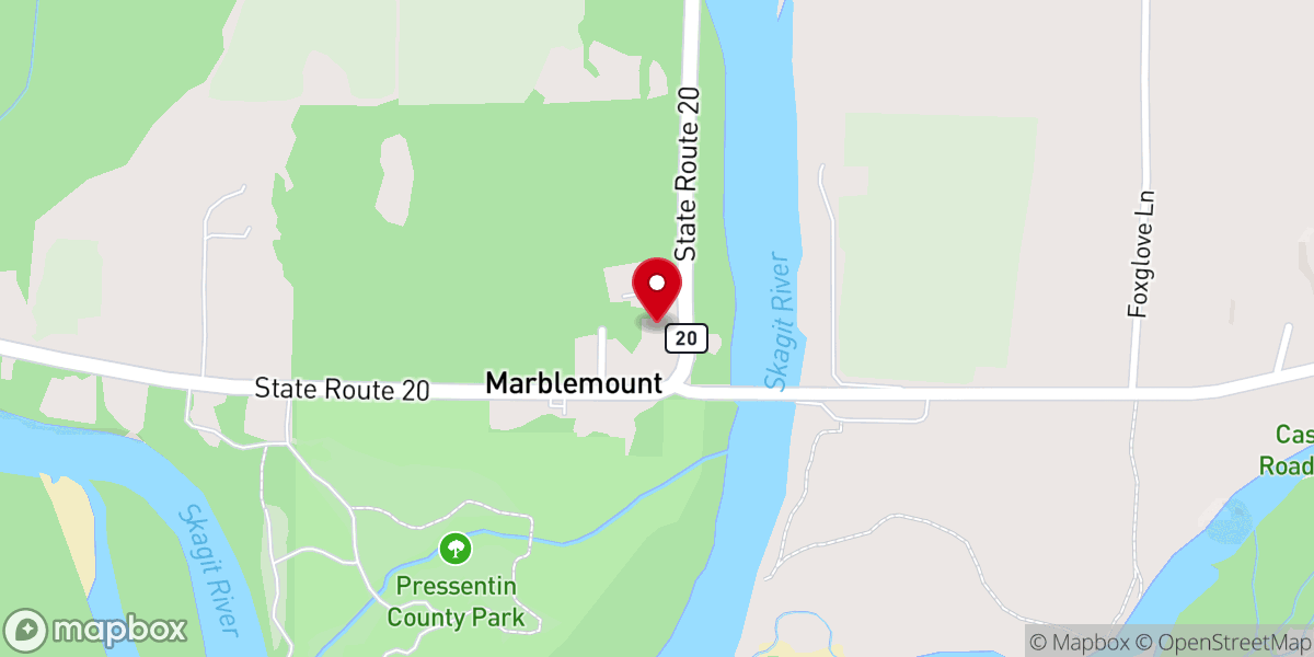 Map showing location of Marblemount Community Hall
