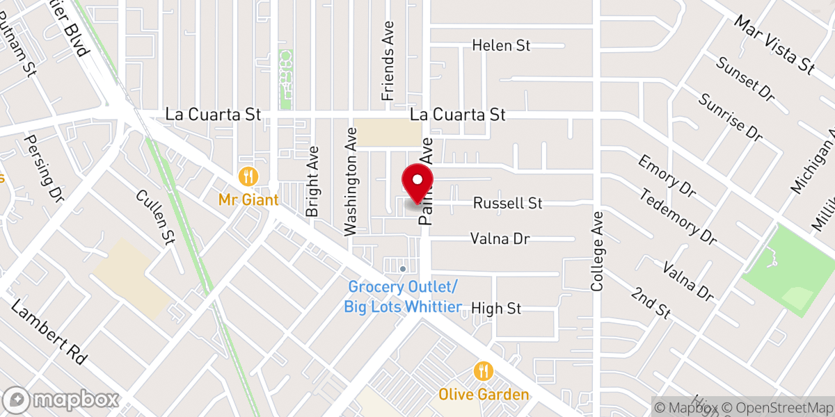 Map showing location of Whittier Apostolic Church