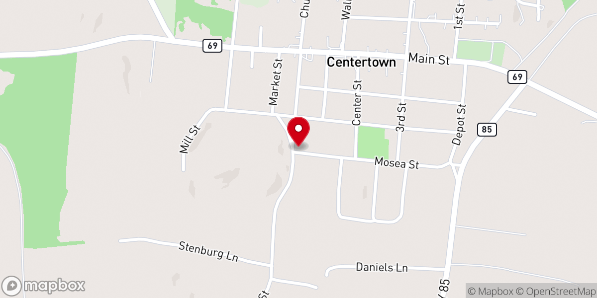 Map showing location of Centertown Holiness Church