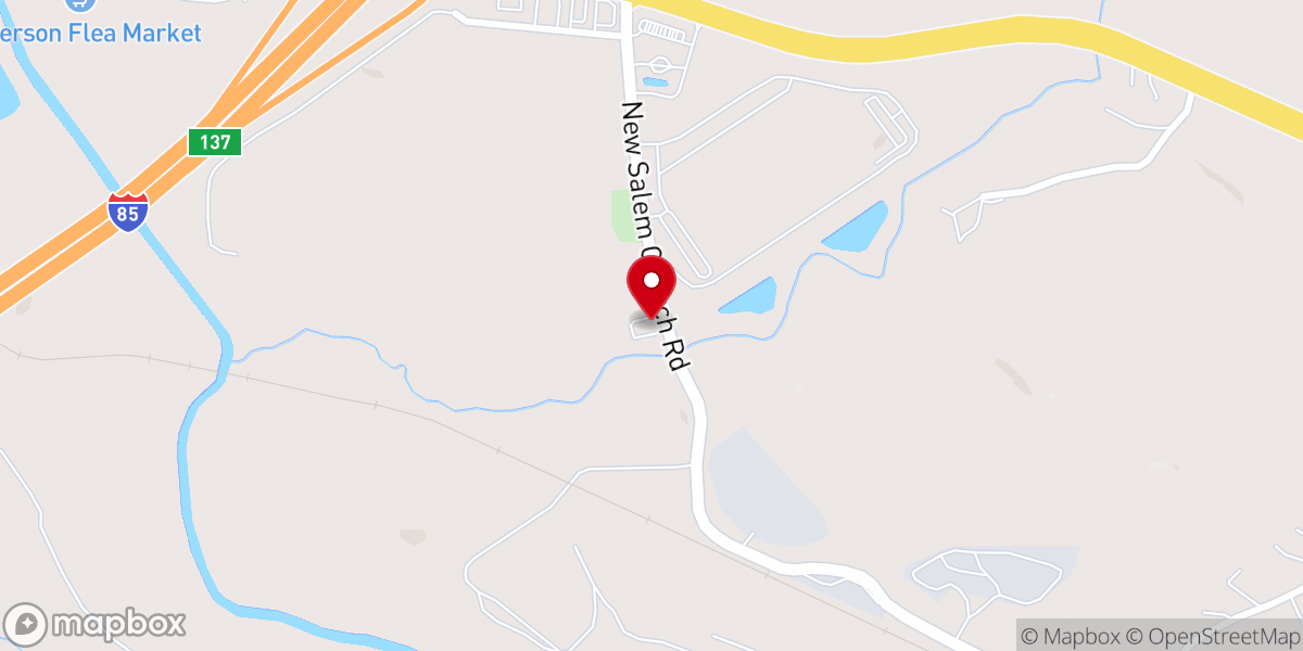 Map showing location of New Salem Baptist Church