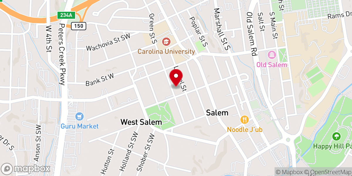 Map showing location of Green Street United Methodist Church