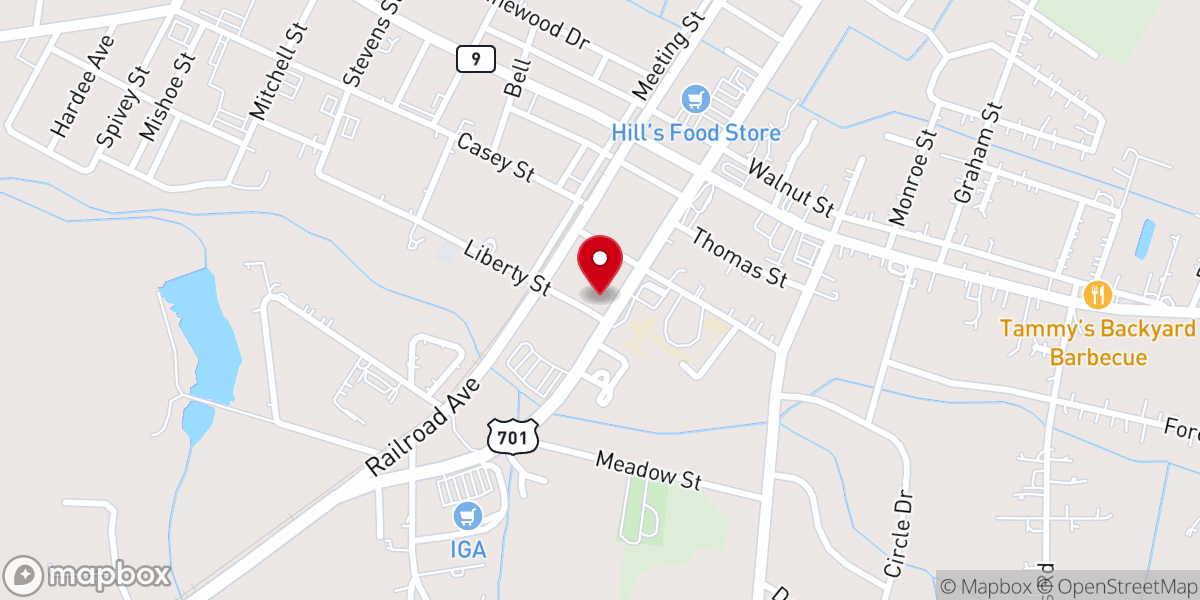 Map showing location of Loris United Methodist Church