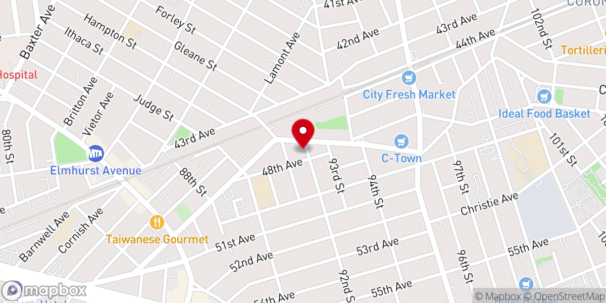 Map showing location of Seventh day Adventist church Elmhurst