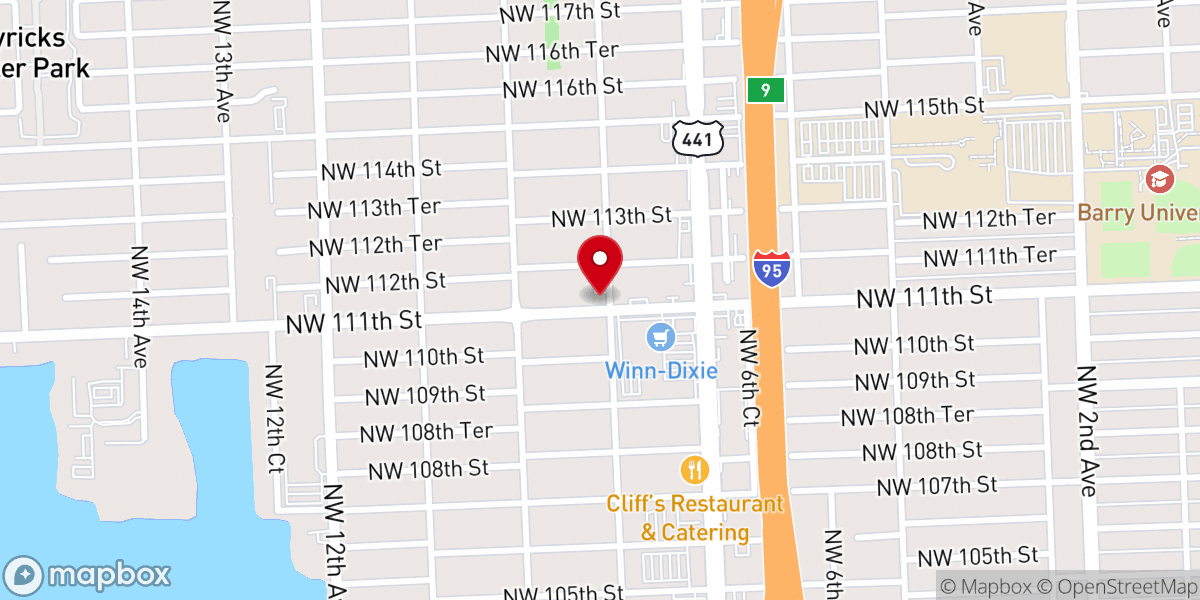 Map showing location of Unity Pentecostal Church-God