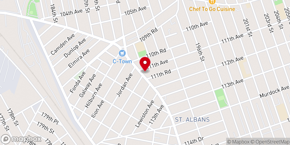 Map showing location of Iglesia de Cristo Ebenezer New York