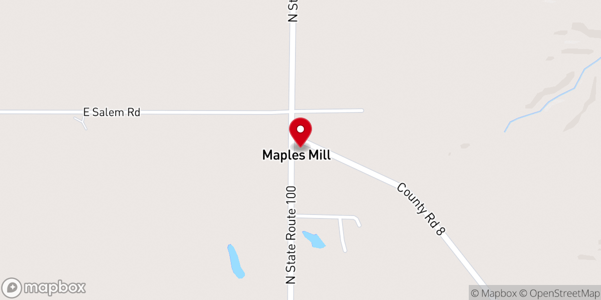 Map showing location of Maples Mill Church