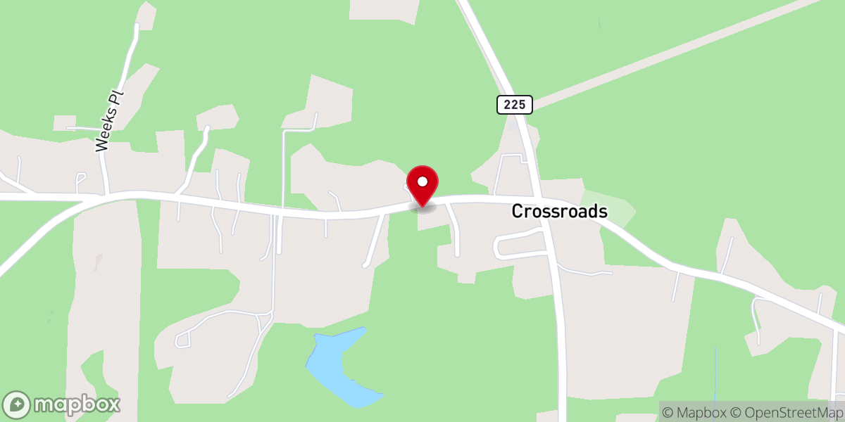Map showing location of Crossroads Assembly of God Church