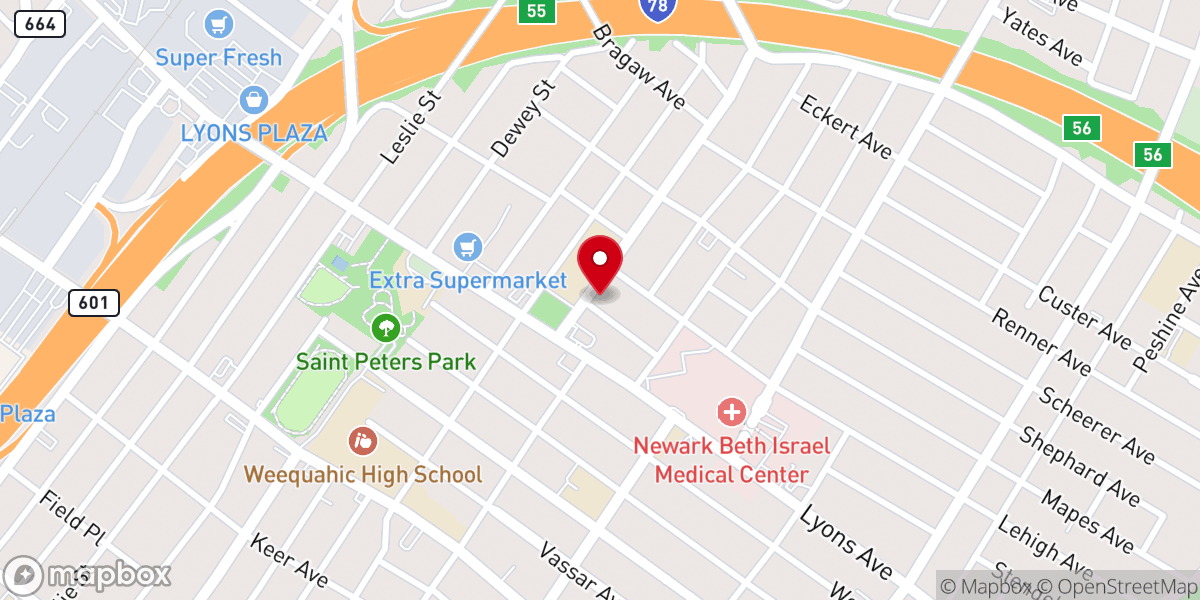 Map showing location of New St. James Baptist Church