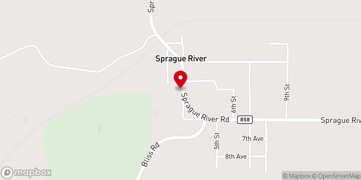 Map showing location of Sprague River Community Center