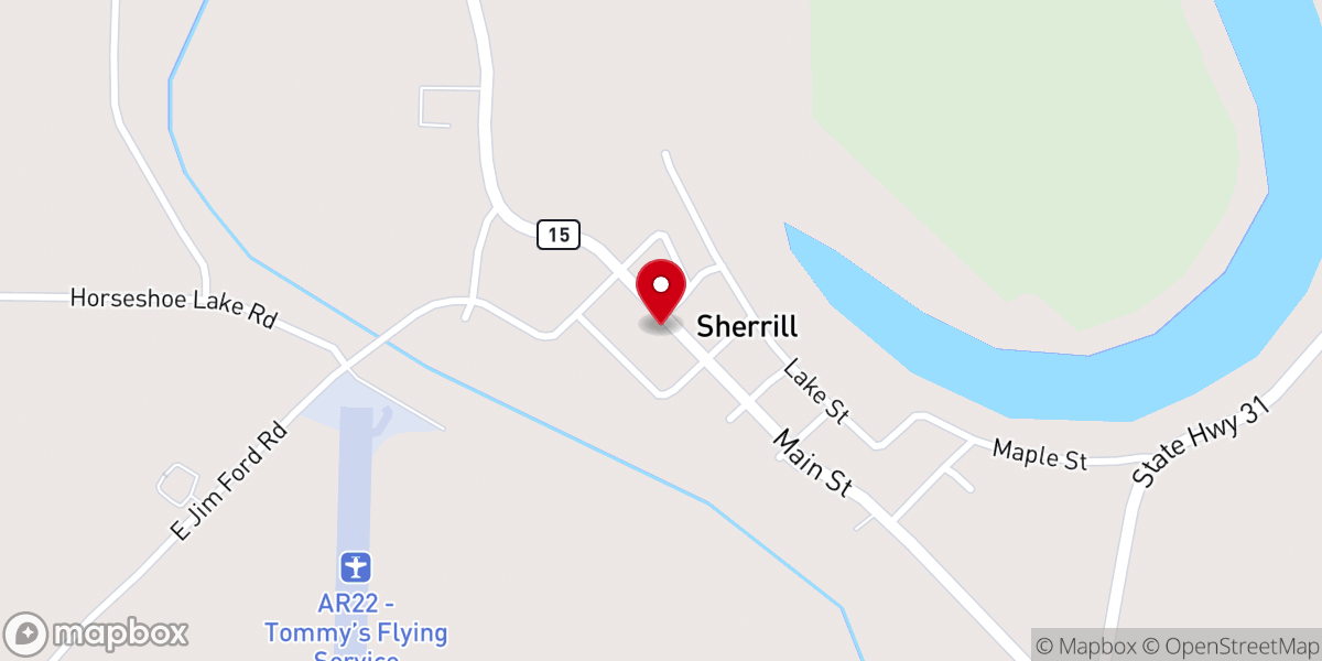 Map showing location of Sherrill United Methodist Church