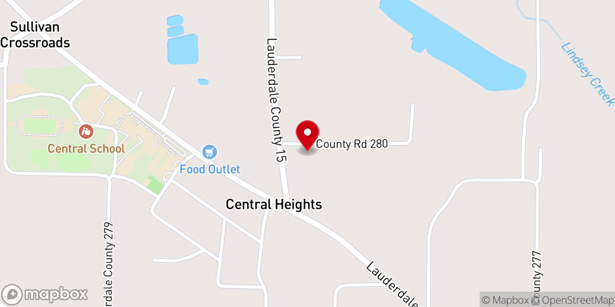 Map showing location of Central Heights Baptist Church
