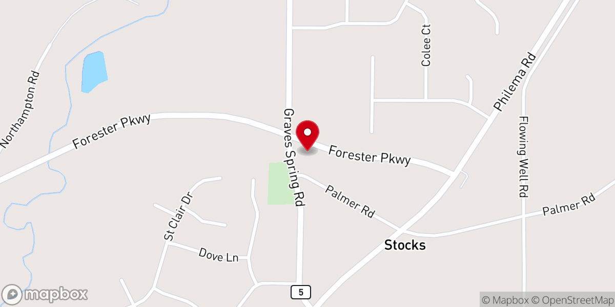 Map showing location of New Hope Baptist Church