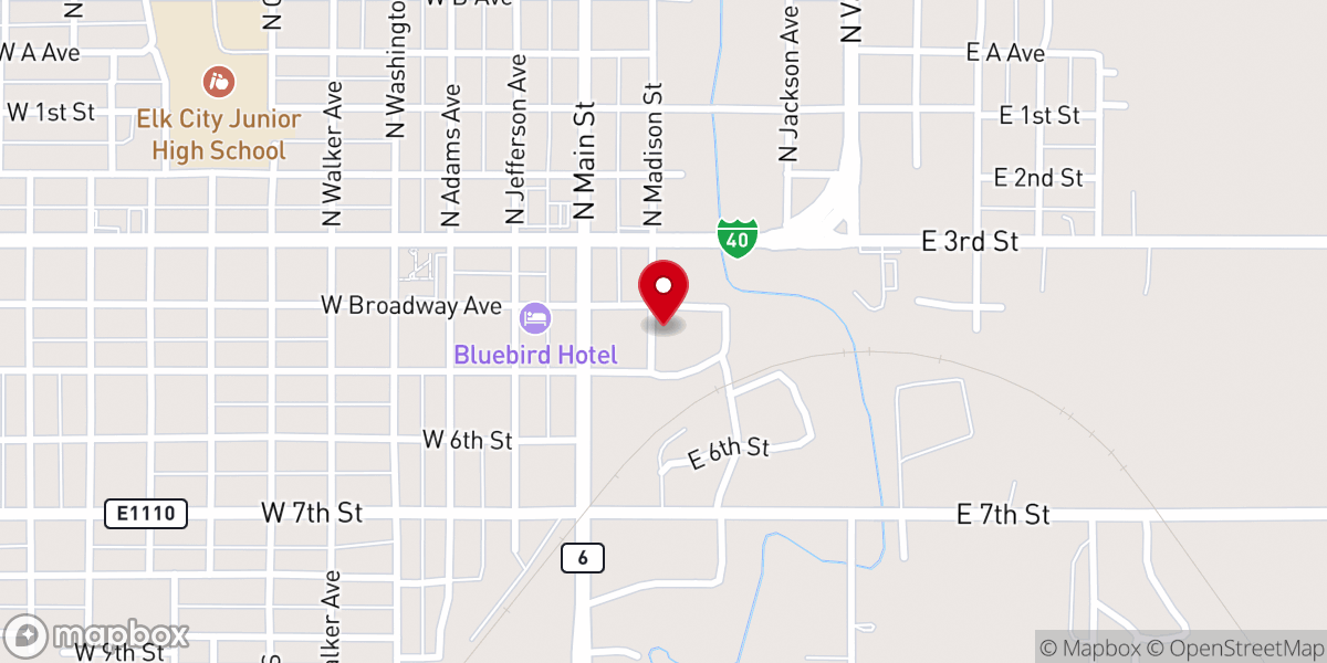 Map showing location of One Church Elk City