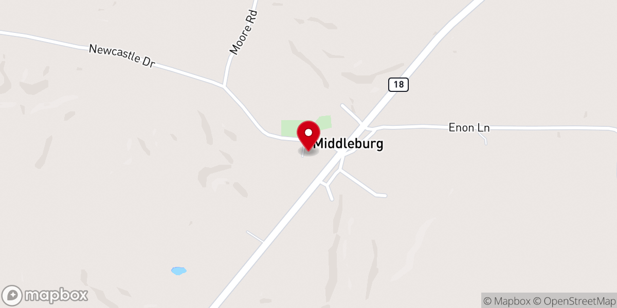 Map showing location of Middleburg Baptist Church