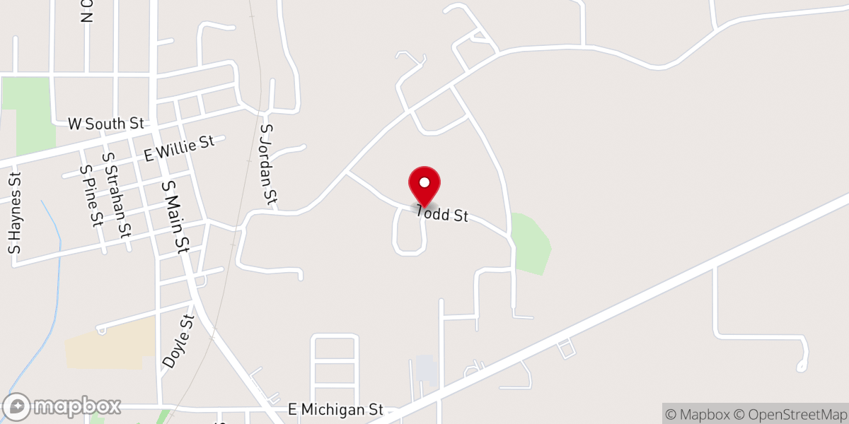 Map showing location of Green Grove Baptist Church