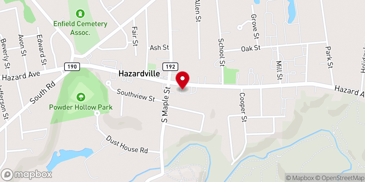 Map showing location of Hazardville United Methodist