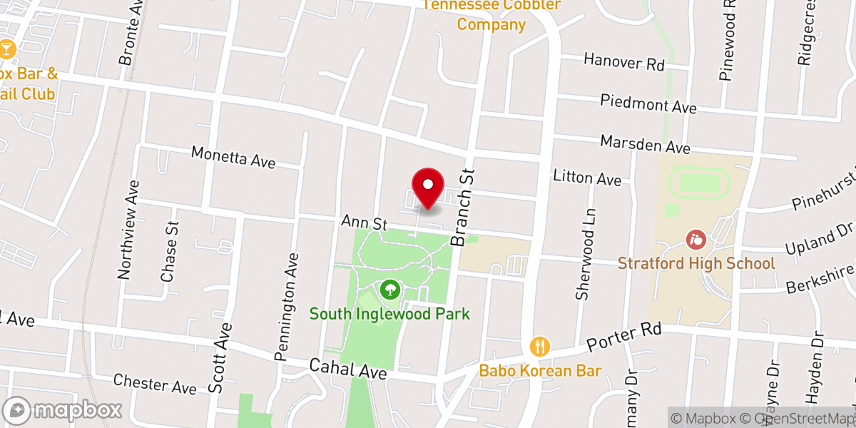 Map showing location of First Baptist Church South Inglewood