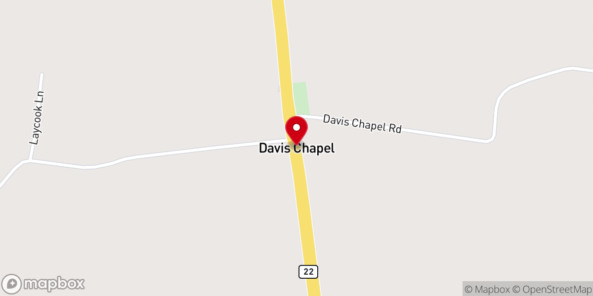 Map showing location of Davis Chapel